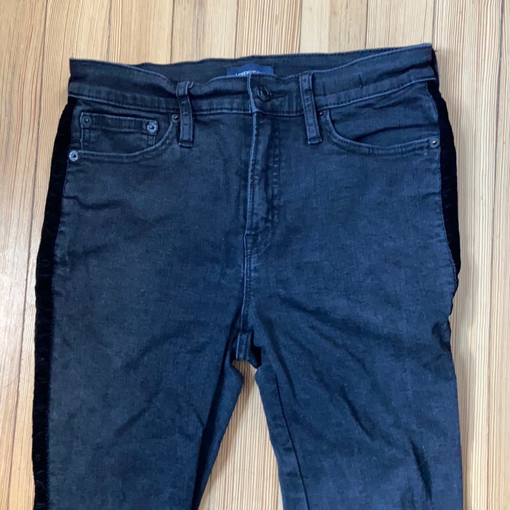 J Crew Black Charcoal Jeans Velvet Stripe 28 P